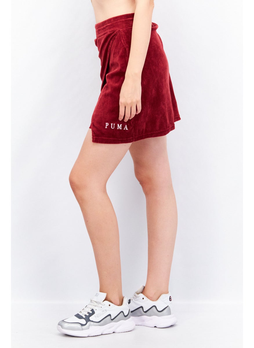 PUMA Women Sportswear Fit Embroidered Logo Corduroy Skirt, Maroon  - Image 2