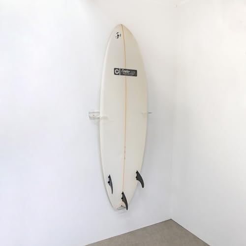 StoreYourBoard Floating Surfboard Wall Mount, Clear Acrylic Surf Board Display, Indoor Surfboard Wall Decor, Vertical Surfboard Rack for Shortboards, Fish Boards, and Funboards, Holds 50 lbs - Image 1