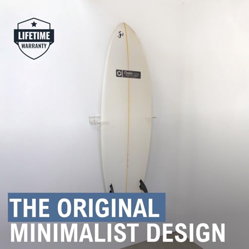 StoreYourBoard Floating Surfboard Wall Mount, Clear Acrylic Surf Board Display, Indoor Surfboard Wall Decor, Vertical Surfboard Rack for Shortboards, Fish Boards, and Funboards, Holds 50 lbs - Image 2