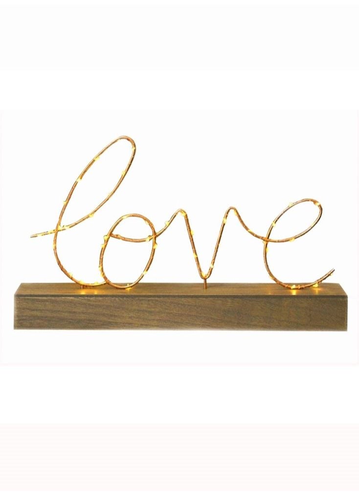 Salla - Golden Glowing LOVE Sign with Yellow LED Lights 36x22cm - Image 1