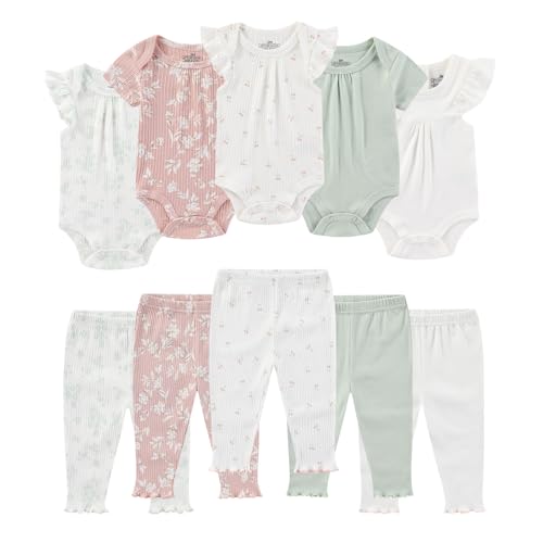 Ruliby Baby Girl Bodysuit and Pant Set Summer Soft Newborn Clothes Outfits 0-3 month - Image 1