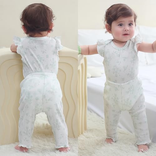 Ruliby Baby Girl Bodysuit and Pant Set Summer Soft Newborn Clothes Outfits 0-3 month - Image 2