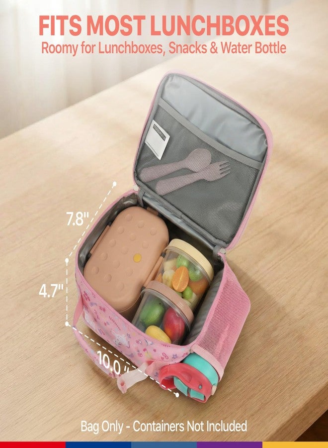 Bagseri Lunch Bag for Girls - Kids Lunch Box for Girls Reusable Leak-Proof and Insulated Kids Lunch Bag With Water Bottle Holder Toddler Lunch Box for Daycare and School, Glitter Pink Unicorn - Image 2