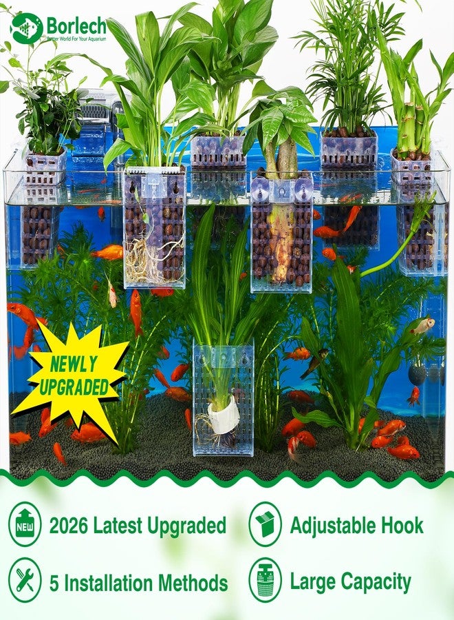 Borlech 2026 Latest Upgraded Aquarium Plant Holder Adjustable Height with Extendable Hook and Suction Cup for Fish Tank Aquaponic Plant Cultivation and Aquascape Accessories Decorations (2 Pack) Transparent - Image 2