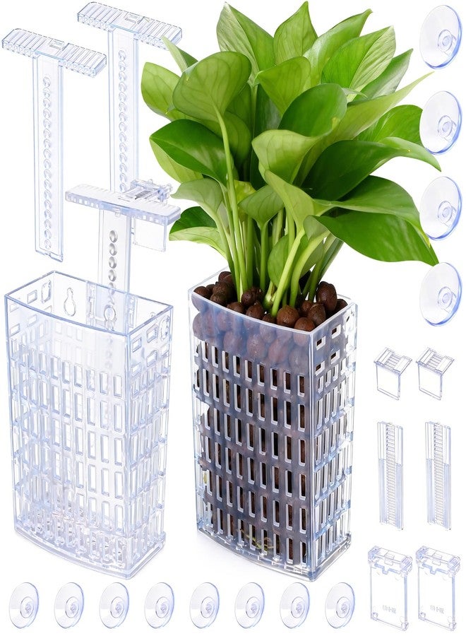 Borlech 2026 Latest Upgraded Aquarium Plant Holder Adjustable Height with Extendable Hook and Suction Cup for Fish Tank Aquaponic Plant Cultivation and Aquascape Accessories Decorations (2 Pack) Transparent - Image 1
