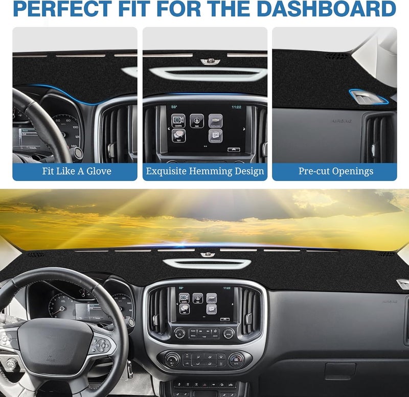 FIILINES Shop & home all-space compatible Dash Cover for Colorado 2015-2022, Dashboard Mat Colorado Accessories Sunshade Nonslip Mesh Protector No Glare Black Slow wear optimized quality - Image 4