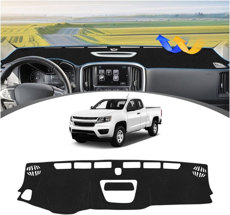 FIILINES Shop & home all-space compatible Dash Cover for Colorado 2015-2022, Dashboard Mat Colorado Accessories Sunshade Nonslip Mesh Protector No Glare Black Slow wear optimized quality - Image 1