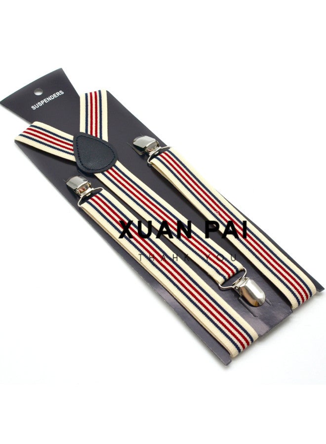 2.5cm European American British Retro Striped Fashion Men's And Women's Strap Clip Suspender Strap Suspender Pants Strap Elastic Strap