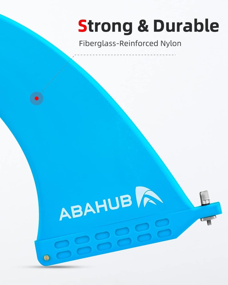 Abahub 9'' SUP Single Center Fin with 1 Fin Screw, Fiberglass Reinforeced 9 inch SUP Replacement Fins for Surfboard, Stand-up Paddle Board, Longboard, Black/Blue/White - Image 3