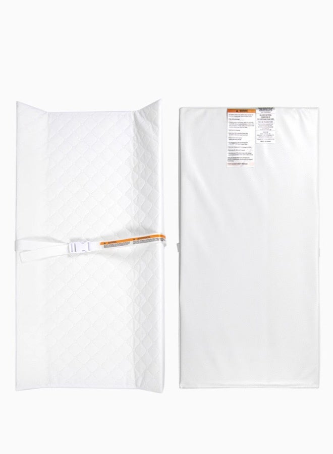 Hanayo Baby Diaper Changing Mat 2-Sided Contoured Changing Pad with Waterproof Cover and Security Strap Fits All Standard Changing Pad for Tables Dresser Top(White,80 * 40 * 10cm) - Image 2
