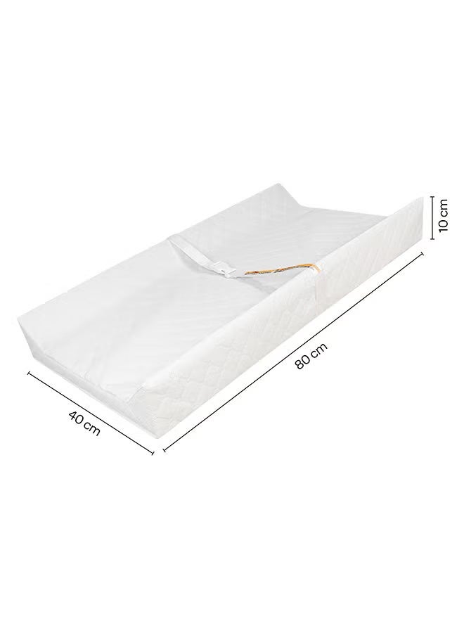 Hanayo Baby Diaper Changing Mat 2-Sided Contoured Changing Pad with Waterproof Cover and Security Strap Fits All Standard Changing Pad for Tables Dresser Top(White,80 * 40 * 10cm) - Image 3