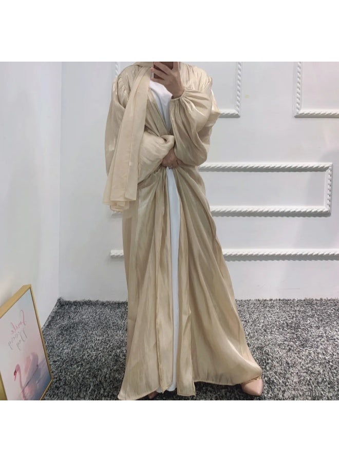 فاشون لاين تصميم موضة جديد لعام ٢٠٢٥: عباية ساتان برباط خصر وأكمام فانوس - Image 2