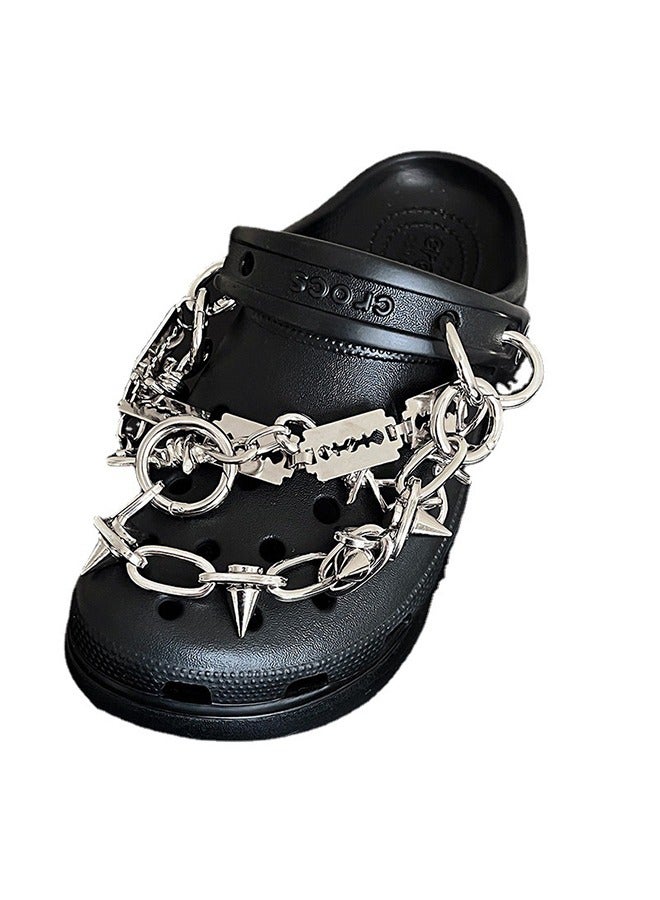 3 Pcs Goth Shoe Chains, Croc Chain,Croc Accessories, Punk Rivet Cone Spike Charms Chain for Shoes Decoration Sandals for Women Girls Man Party Favors Birthday Gifts - Image 2