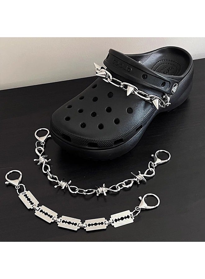 3 Pcs Goth Shoe Chains, Croc Chain,Croc Accessories, Punk Rivet Cone Spike Charms Chain for Shoes Decoration Sandals for Women Girls Man Party Favors Birthday Gifts - Image 3
