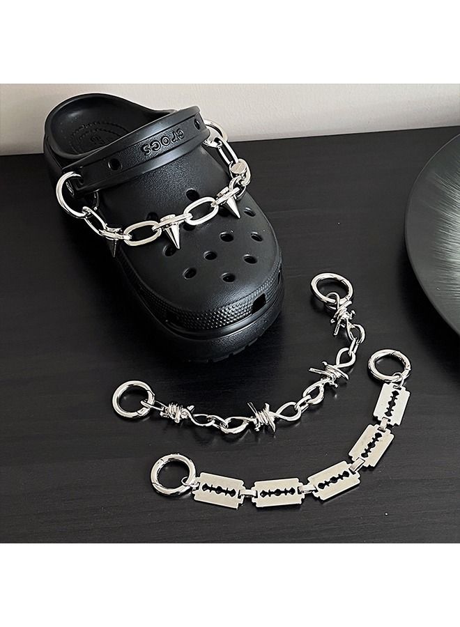 3 Pcs Goth Shoe Chains, Croc Chain,Croc Accessories, Punk Rivet Cone Spike Charms Chain for Shoes Decoration Sandals for Women Girls Man Party Favors Birthday Gifts - Image 4