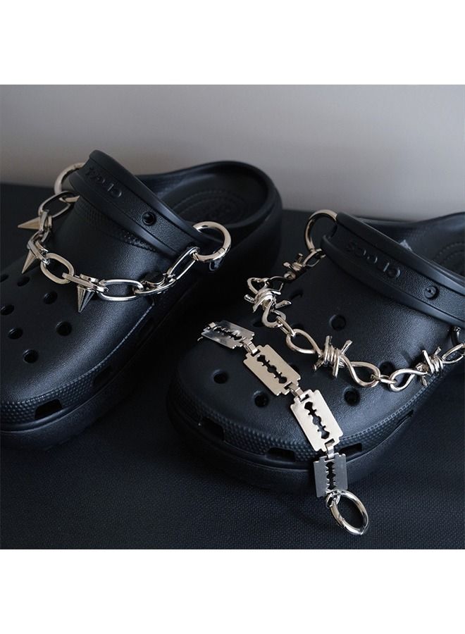 3 Pcs Goth Shoe Chains, Croc Chain,Croc Accessories, Punk Rivet Cone Spike Charms Chain for Shoes Decoration Sandals for Women Girls Man Party Favors Birthday Gifts - Image 5