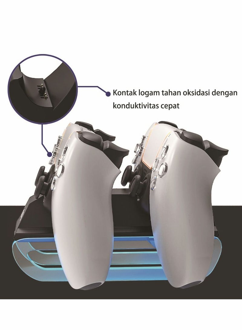 Excefore PS5 Controller Charger Station, Charging Station with Fast AC Adapter Dual Stand for Playstation 5  LED Indicator Type C Cable(Black) - Image 2