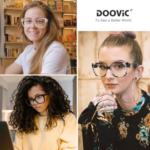 DOOViC 3 Pack Oversized Reading Glasses for Women Blue Light Blocking Square Stylish Computer Readers +1.00 Strength - Image 2