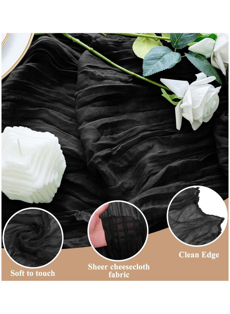 ثمانية فيبيهاوس مفرش طاولة من الشاش المجعد مفرش مائدة شفاف مفرش طاولة شيساني مفرش مائدة شفاف مفرش طاولة طويل عداء طاولة قماش الطاولة مفرش مائدة من قماش الجبن، مفرش مائدة زفاف باللون البيج، مفرش مائدة من الشاش البوهيمي مقاس 90 × 300 سم لتزيين طاولات حفلات الزفاف وحفلات أعياد الميلاد قطعة مركزية للطاولة مفرش طاولة شيساني - Image 2