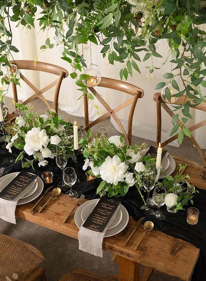 ثمانية فيبيهاوس مفرش طاولة من الشاش المجعد مفرش مائدة شفاف مفرش طاولة شيساني مفرش مائدة شفاف مفرش طاولة طويل عداء طاولة قماش الطاولة مفرش مائدة من قماش الجبن، مفرش مائدة زفاف باللون البيج، مفرش مائدة من الشاش البوهيمي مقاس 90 × 300 سم لتزيين طاولات حفلات الزفاف وحفلات أعياد الميلاد قطعة مركزية للطاولة مفرش طاولة شيساني - Image 4