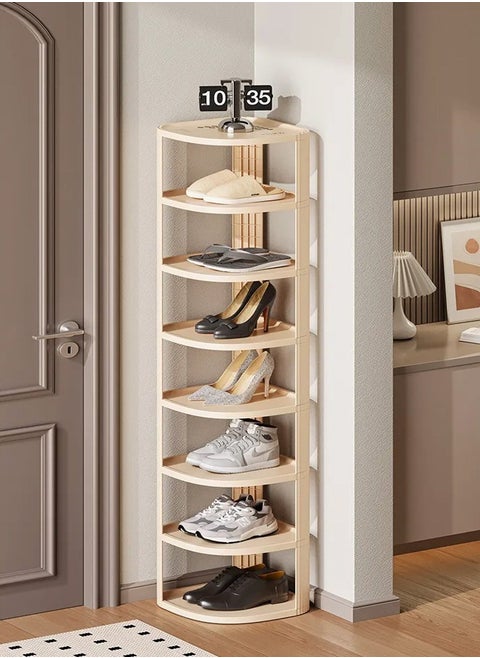 Multi Steps Plastic Corner Shoe Rack Narrow Vertical Shoe Shelf Multi-Storey Storage Shelf Space-Saving Shoe Organizer Rack Display Stand for Entryway Living Room 25x25x121 Centimeter