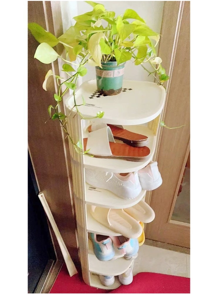 Multi Steps Plastic Corner Shoe Rack Narrow Vertical Shoe Shelf Multi-Storey Storage Shelf Space-Saving Shoe Organizer Rack Display Stand for Entryway Living Room 25x25x121 Centimeter