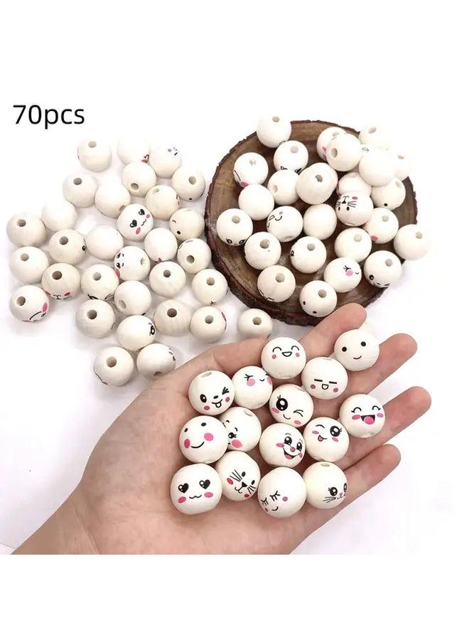 45pcs Wooden Face Beads With 15 Emotion Types For DIY Crafts Sensory Toys - Image 2