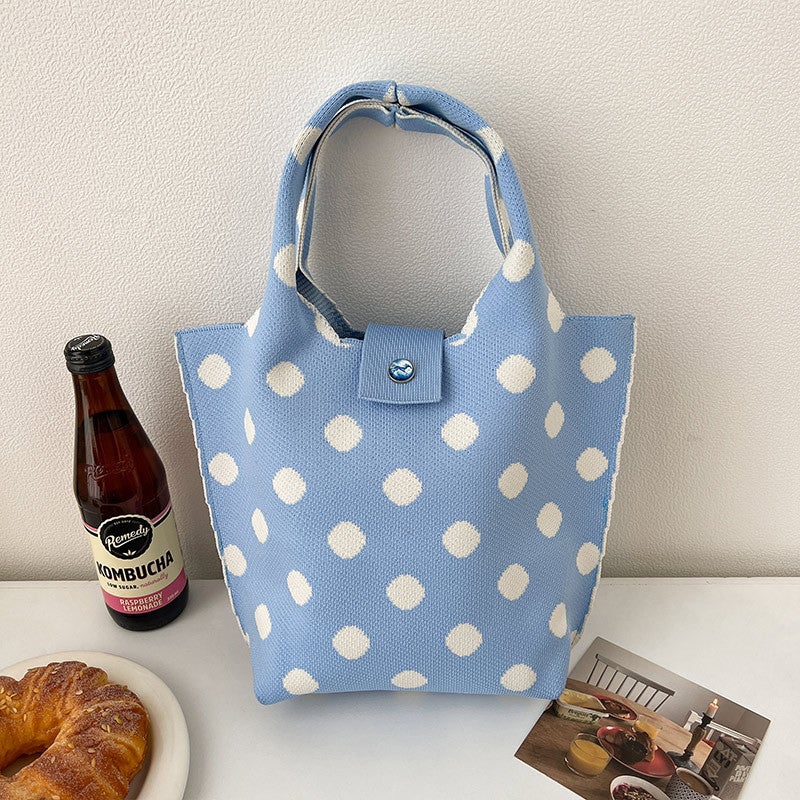 Colorful Dot Knitted Hand Bag Women'S Large Capacity Commuting Underarm Bag Fashionable All-Match Storage Wrist Bag Trendy - Image 1