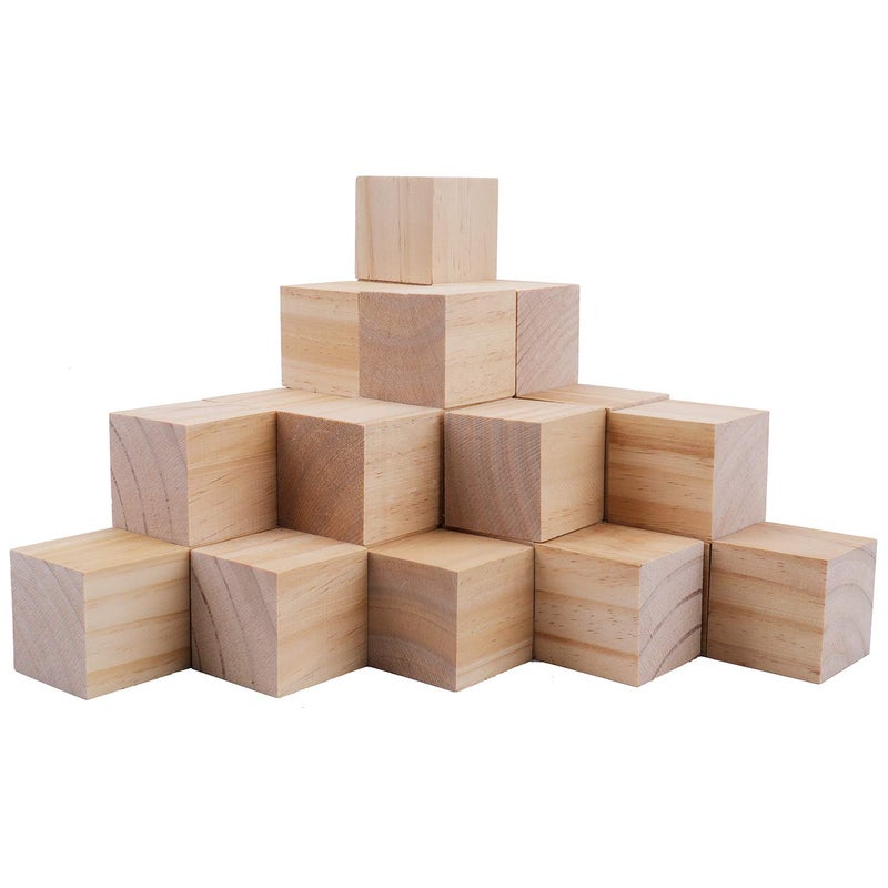 Tosnail 30 Pack 2 Inches Unfinished Wooden Cubes Wooden Blocks  Great for Crafts Making
