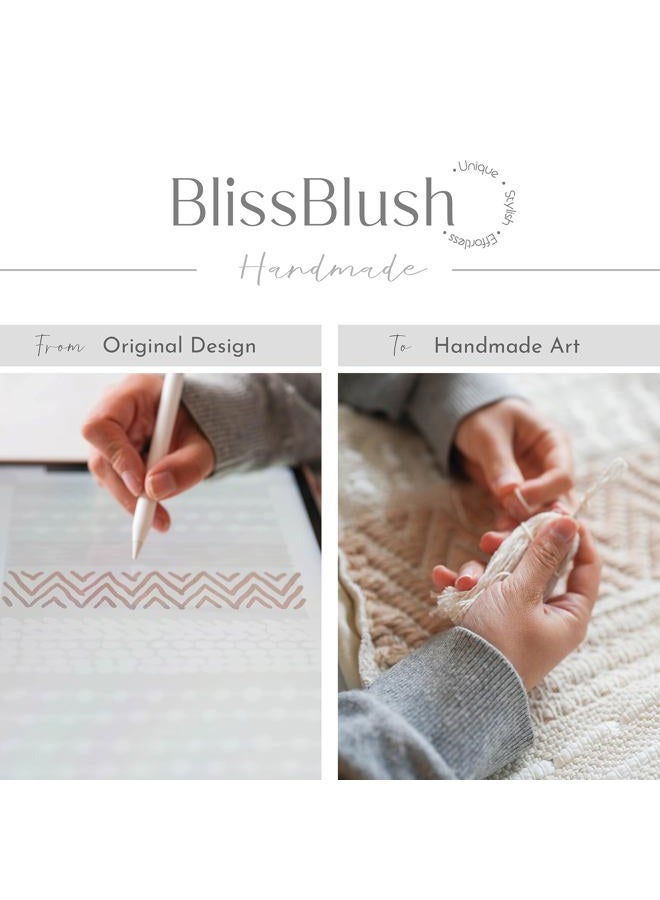 BlissBlush Decorative Throw Pillow Cover 20x20 Square Cream Neutral White Boho Accent Pillowcase Tassels Farmhouse Cushion for Couch Sofa Bedroom Living Room Home Décor (Cover ONLY, Pack of 1) - Image 3