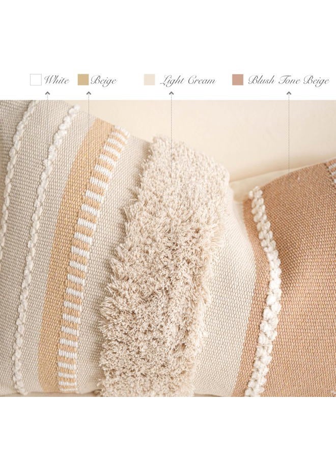 BlissBlush Decorative Throw Pillow Cover 20x20 Square Cream Neutral White Boho Accent Pillowcase Tassels Farmhouse Cushion for Couch Sofa Bedroom Living Room Home Décor (Cover ONLY, Pack of 1) - Image 5