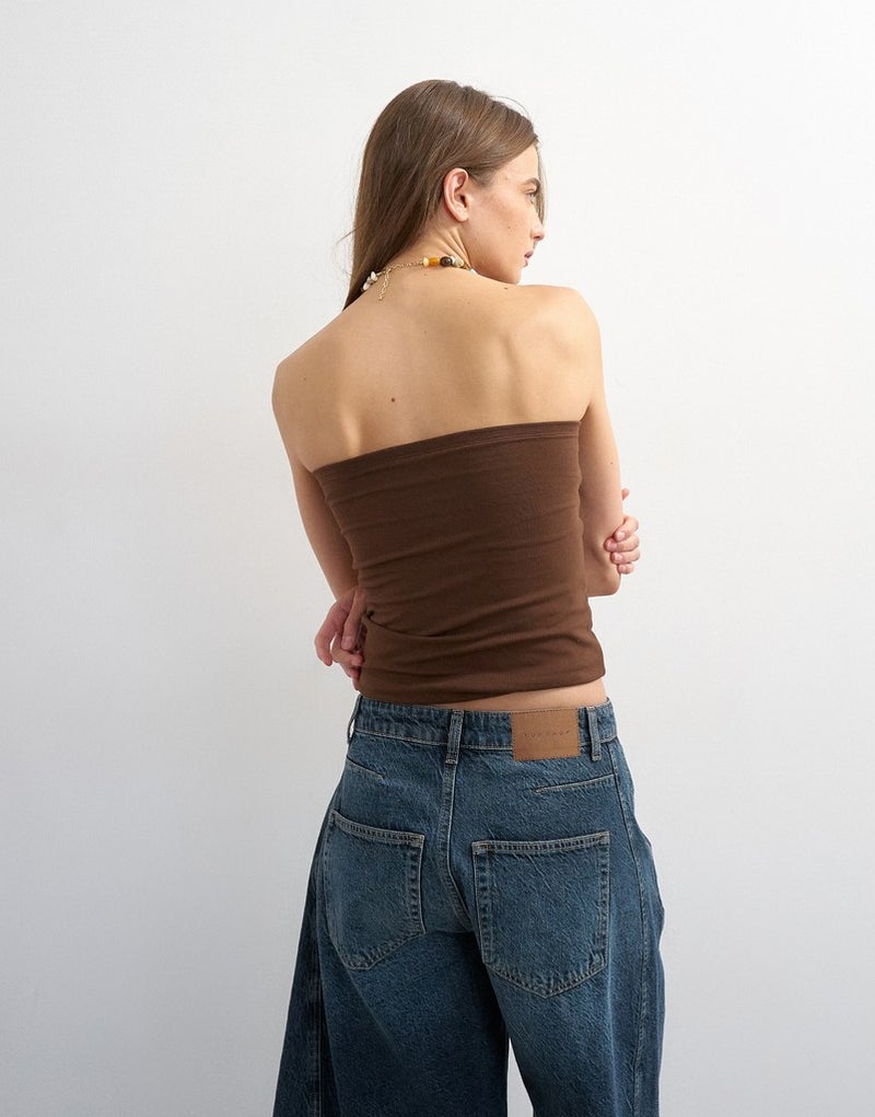 TOPSHOP Knitted Bandeau Top With A Closed Neckline - Image 2