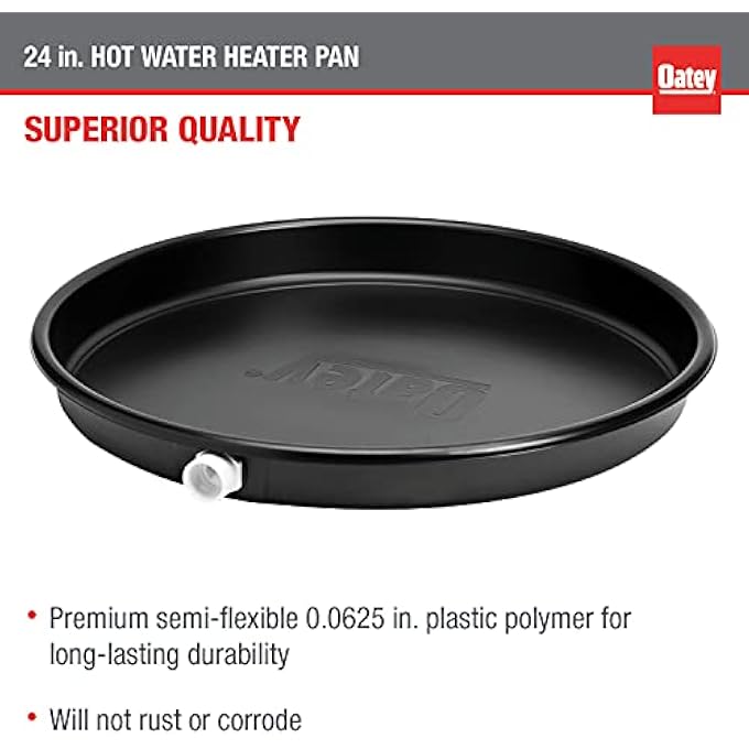 34063 24 IN. PLASTIC HOT WATER HEATER PAN WITH 1 TO 1.5 IN. PVC ADAPTER, BLACK, BULK INCH - Image 3