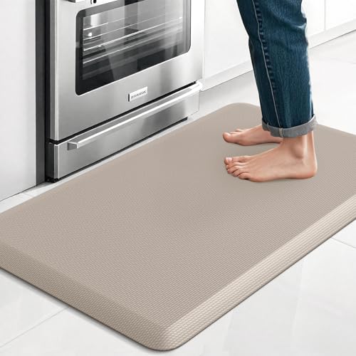 TranquilRelax Kitchen Mat Cushioned Thick Floor Comfort Mat with NonSlip Bottom Waterproof Stain Resistant Easy Clean Standing Desk Mat for Kitchen Sink Office 173x28 Khaki - Image 1