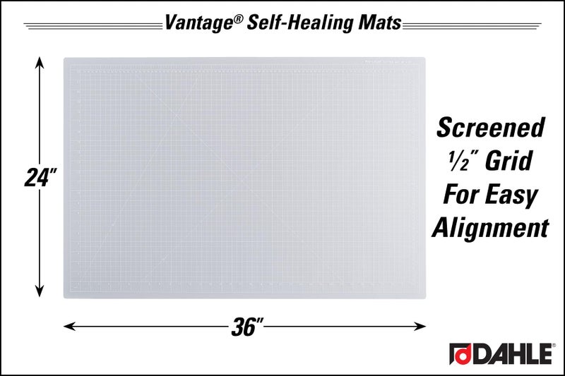 Dahle Vantage 10683 See-Through Premium Self-Healing Cutting Mat, 24"x36", 1/2" Grid, 5 Layers for Max Healing, Perfect for Crafts & Sewing, Clear - Image 2