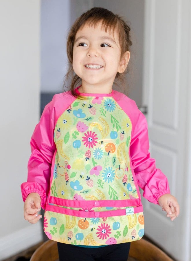 green sprouts Easy-wear Long Sleeve Bib | Waterproof Protection | Flipped Pocket, Soft Material, Easy Clean Smock , 12-24mo - Image 4