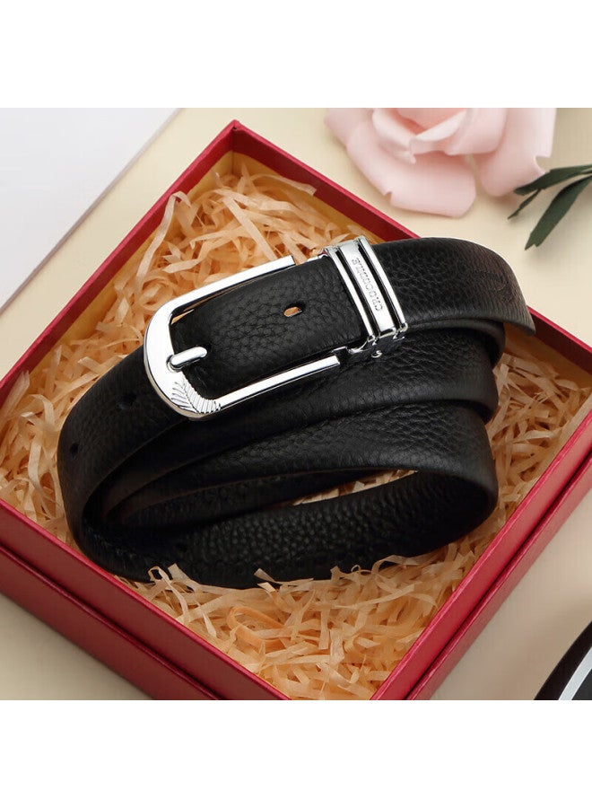 Crocodile T-shirt, Qixi Gift, Genuine Top-grain Leather, Women's Pin Buckle Belt, Versatile Waistband, Birthday Gift For Girlfriend, Black - Image 3