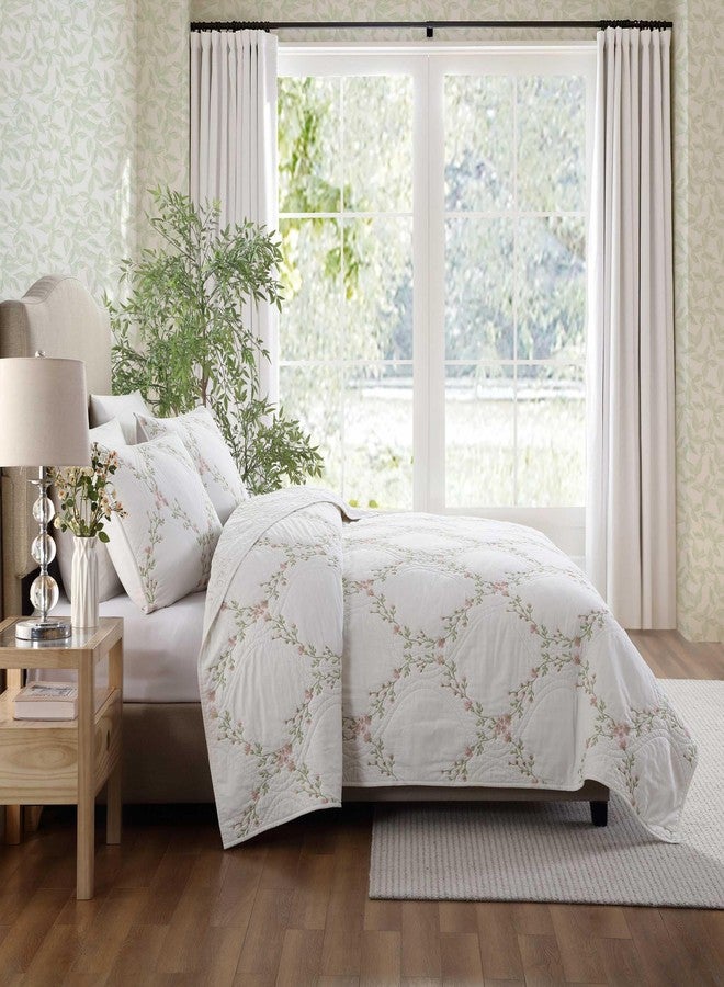 Laura Ashley - Full/Queen Quilt Set, Super Soft & Breathable Embroidered Bedding with Matching Sham(s), Floral Home Decor (Floral Embroidery Pink, Full/Queen) - Image 3