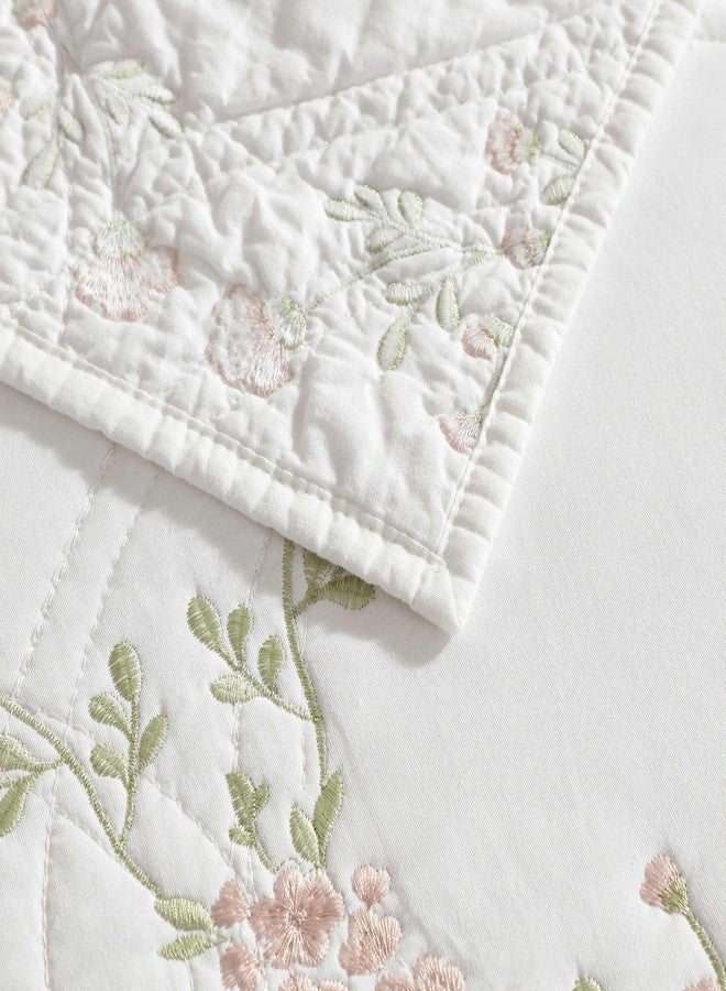 Laura Ashley - Full/Queen Quilt Set, Super Soft & Breathable Embroidered Bedding with Matching Sham(s), Floral Home Decor (Floral Embroidery Pink, Full/Queen) - Image 5