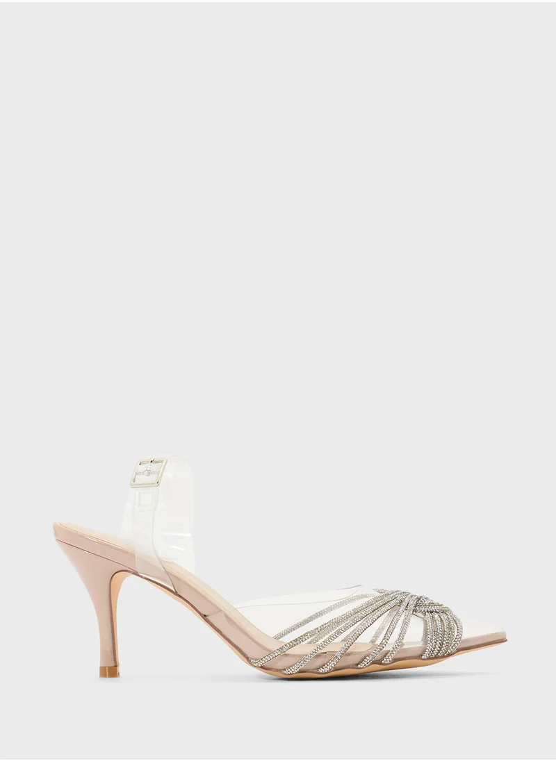 ترافل من نمشي Diamante Embilleshed Pointy Pump
