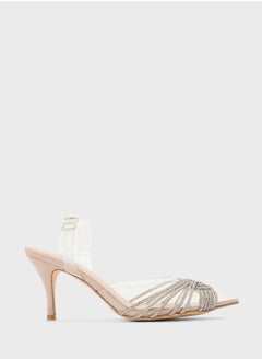 Truffle Diamante Embilleshed Pointy Pump  - Image 1