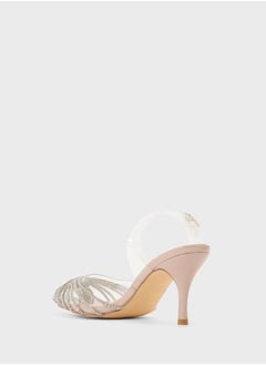 Truffle Diamante Embilleshed Pointy Pump  - Image 3