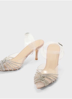 Truffle Diamante Embilleshed Pointy Pump  - Image 4