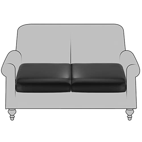 Fuloon Faux Leather Couch Cushion Slipcover Waterproof Stretch Covers for Sofa RV Chair Seat Cover Individual Loveseat Couch Cushion Replacement PU Leather Sofa Slipcovers2 Pack Black