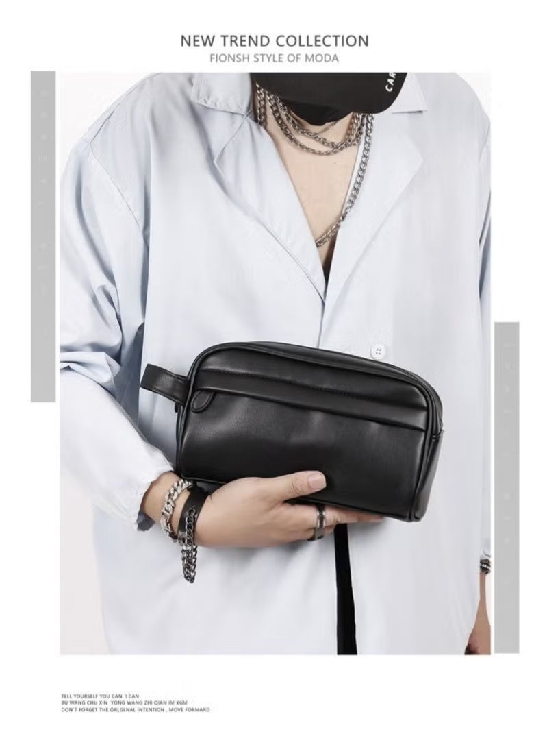 Bukela Men's Business Clutch Hand bag Casual Outdoor Mobile Phone Bag, Pouch Bag Underarm Bag Large Capacity Casual Washing Bag Clutch Men Wallet Black - Image 5