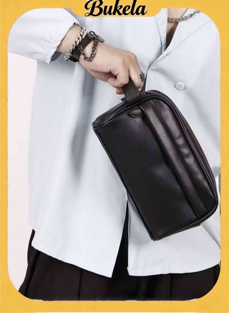 Bukela Men's Business Clutch Hand bag Casual Outdoor Mobile Phone Bag, Pouch Bag Underarm Bag Large Capacity Casual Washing Bag Clutch Men Wallet Black - Image 1