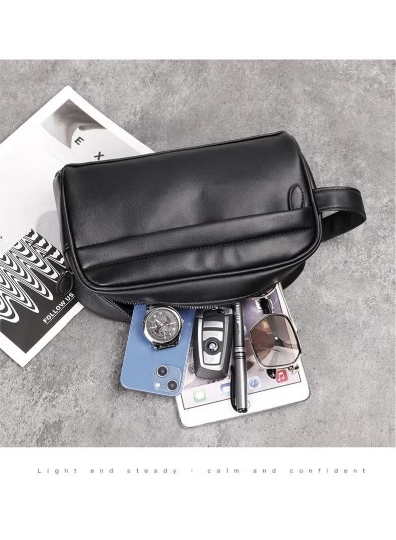 Bukela Men's Business Clutch Hand bag Casual Outdoor Mobile Phone Bag, Pouch Bag Underarm Bag Large Capacity Casual Washing Bag Clutch Men Wallet Black - Image 4