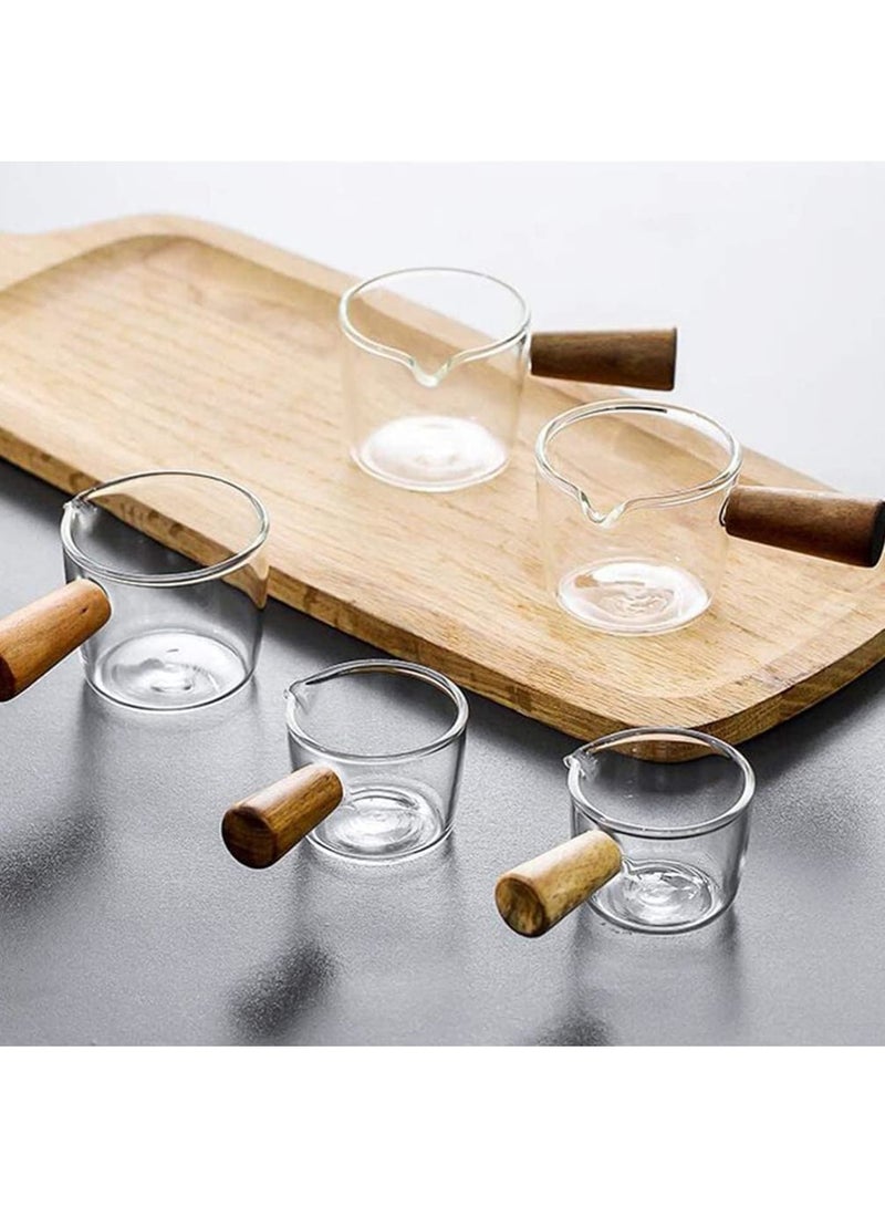 Zikra Creamer Dish Small Sauce Bowls, 2Pcs Prep Dip Dessert Dish Bowls with Handle Creamer Cup Mini Coffee Milk Creamer Serving Pitcher Jug, Borosilicate Glass Milk Dressing Server Pourer (S) - Image 4