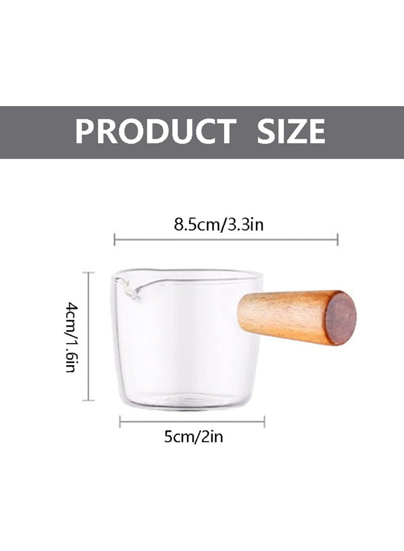 Zikra Creamer Dish Small Sauce Bowls, 2Pcs Prep Dip Dessert Dish Bowls with Handle Creamer Cup Mini Coffee Milk Creamer Serving Pitcher Jug, Borosilicate Glass Milk Dressing Server Pourer (S) - Image 2