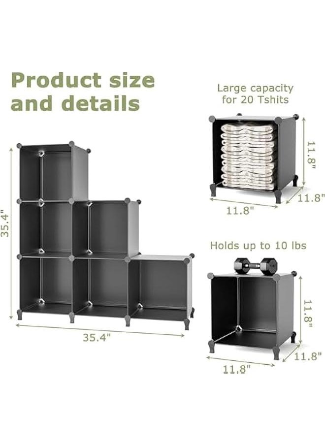 HOOKOR 6 Cube Organizers and Storage, Gray Storage Bookcase Bookshelf, Portable Storage Cubes Bathroom Storage Plastic Storage Shelves for Clothes, Toys, Yarns, Bags, Shoes  - Image 2